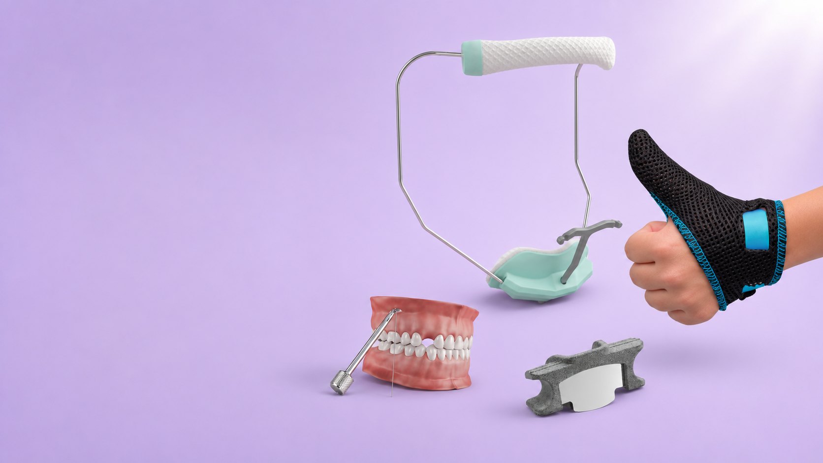 Gamme de produits Innoralis : CT8, Chronomask, Lumiblok, Thumbye et instruments orthodontiques